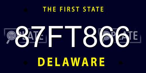 87FT866 Delaware License Plate