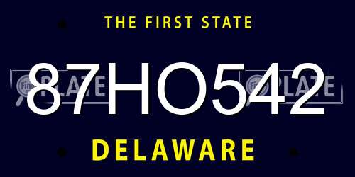 87HO542 Delaware License Plate