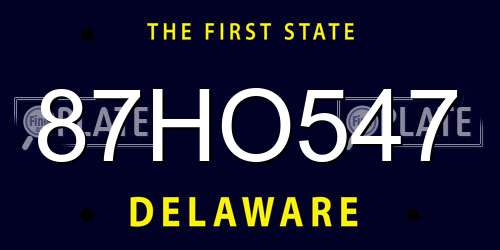 87HO547 Delaware License Plate