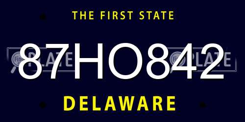 87HO842 Delaware License Plate