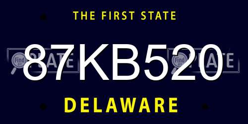 87KB520 Delaware License Plate