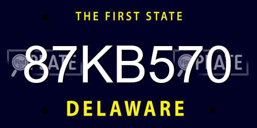 87KB570 Delaware License Plate