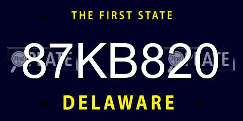 87KB820 Delaware License Plate