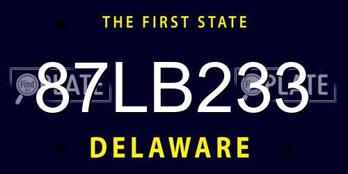 87LB233 Delaware License Plate