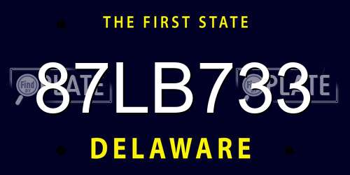 87LB733 Delaware License Plate