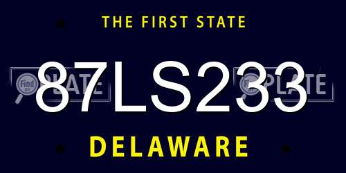 87LS233 Delaware License Plate