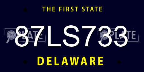 87LS733 Delaware License Plate
