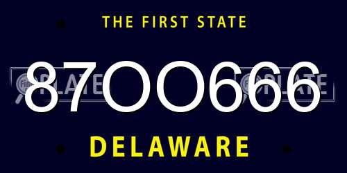 87OO666 Delaware License Plate
