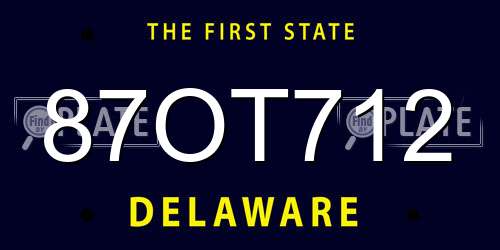 87OT712 Delaware License Plate