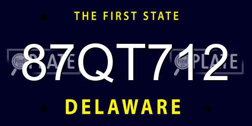 87QT712 Delaware License Plate