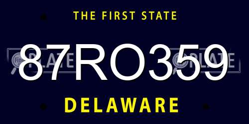 87RO359 Delaware License Plate
