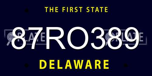 87RO389 Delaware License Plate