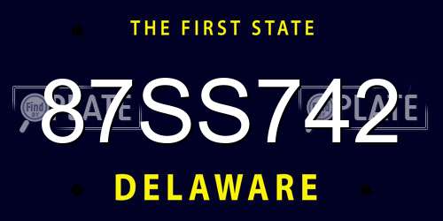 87SS742 Delaware License Plate