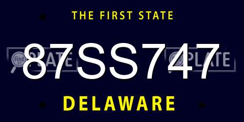 87SS747 Delaware License Plate