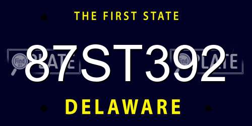 87ST392 Delaware License Plate