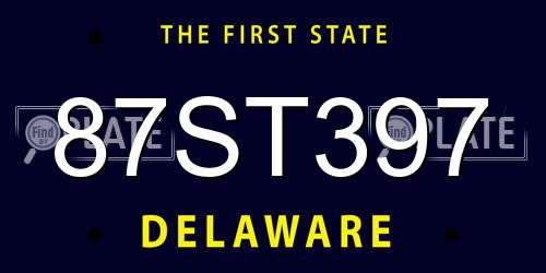 87ST397 Delaware License Plate