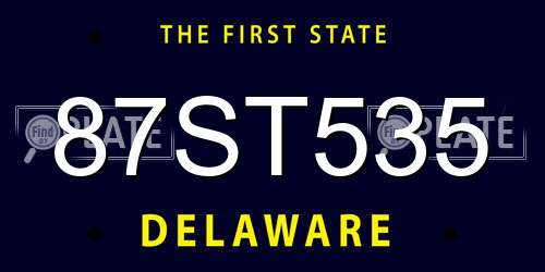 87ST535 Delaware License Plate