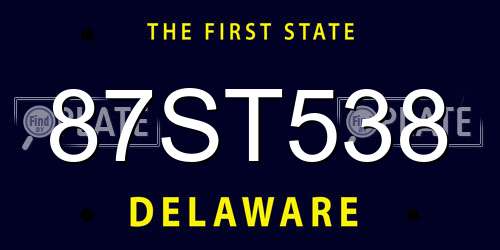 87ST538 Delaware License Plate