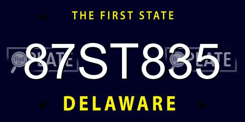 87ST835 Delaware License Plate