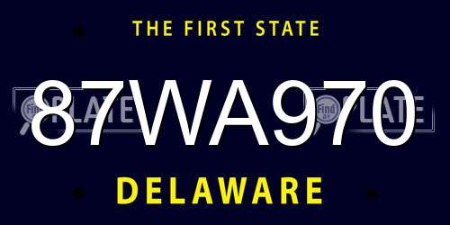 87WA970 Delaware License Plate