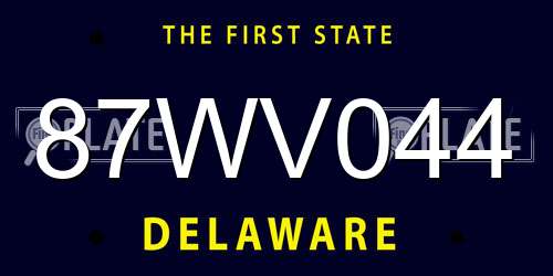 87WV044 Delaware License Plate