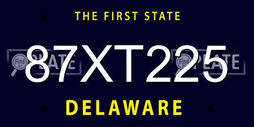 87XT225 Delaware License Plate