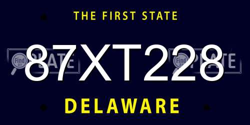 87XT228 Delaware License Plate