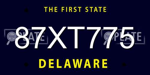87XT775 Delaware License Plate