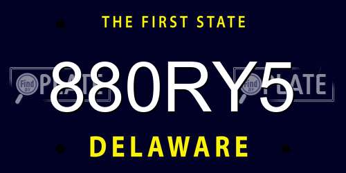 880RY5 Delaware License Plate