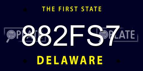 882FS7 Delaware License Plate