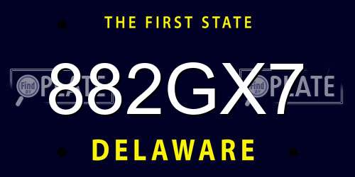 882GX7 Delaware License Plate