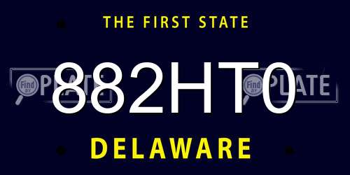 882HT0 Delaware License Plate