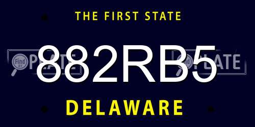 882RB5 Delaware License Plate