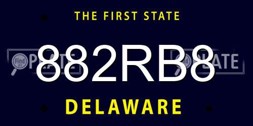 882RB8 Delaware License Plate