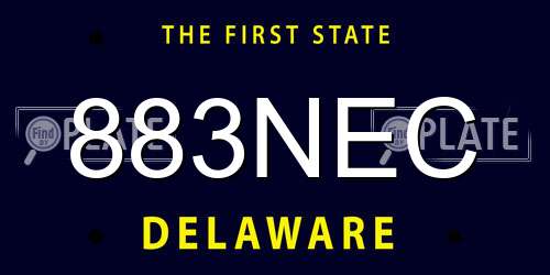 883NEC Delaware License Plate