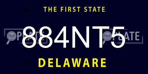 884NT5 Delaware License Plate