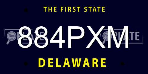 884PXM Delaware License Plate