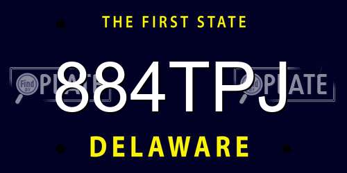 884TPJ Delaware License Plate