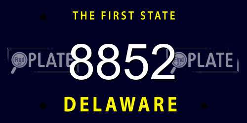 8852 Delaware License Plate