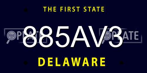 885AV3 Delaware License Plate