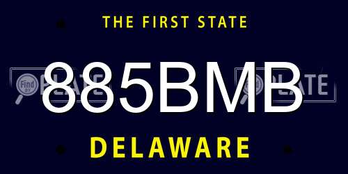 885BMB Delaware License Plate