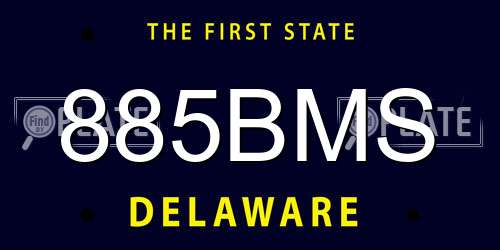 885BMS Delaware License Plate