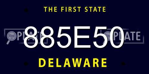 885E50 Delaware License Plate