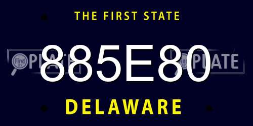885E80 Delaware License Plate