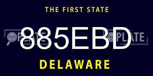 885EBD Delaware License Plate