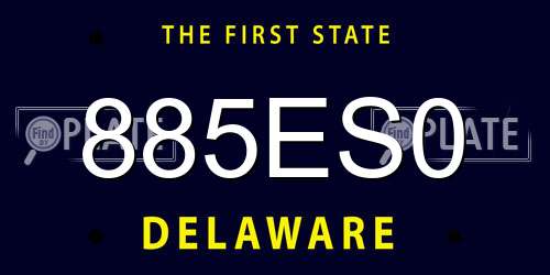 885ES0 Delaware License Plate