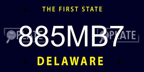 885MB7 Delaware License Plate