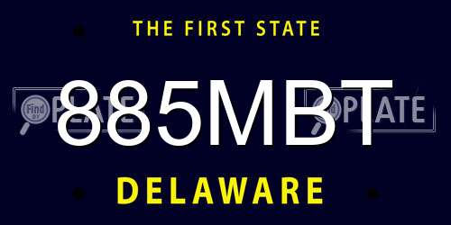 885MBT Delaware License Plate