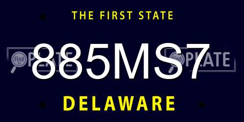 885MS7 Delaware License Plate