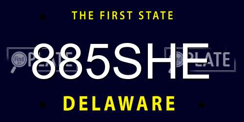885SHE Delaware License Plate